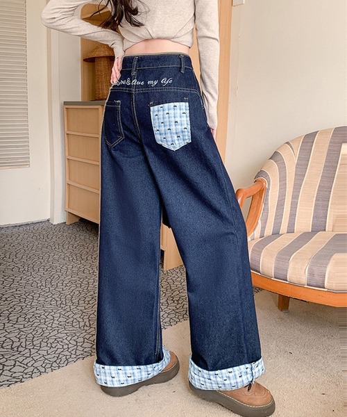 NANEA（ナネア）の「裾折り返しデニムワイドパンツ（デニムパンツ・レディース・ブルー・X-SMALL/SMALL/MEDIUM/LARGE）」の9枚目の写真