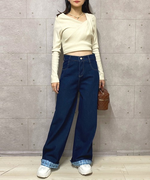 NANEA（ナネア）の「裾折り返しデニムワイドパンツ（デニムパンツ・レディース・ブルー・X-SMALL/SMALL/MEDIUM/LARGE）」の18枚目の写真