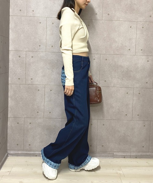 NANEA（ナネア）の「裾折り返しデニムワイドパンツ（デニムパンツ・レディース・ブルー・X-SMALL/SMALL/MEDIUM/LARGE）」の17枚目の写真