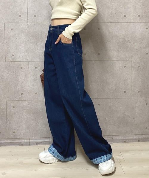 NANEA（ナネア）の「裾折り返しデニムワイドパンツ（デニムパンツ・レディース・ブルー・X-SMALL/SMALL/MEDIUM/LARGE）」の21枚目の写真