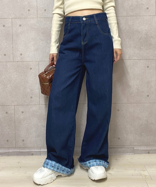NANEA（ナネア）の「裾折り返しデニムワイドパンツ（デニムパンツ・レディース・ブルー・X-SMALL/SMALL/MEDIUM/LARGE）」の20枚目の写真