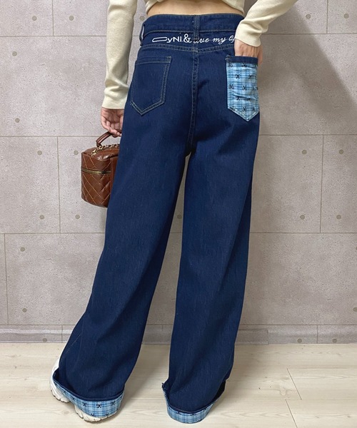 NANEA（ナネア）の「裾折り返しデニムワイドパンツ（デニムパンツ・レディース・ブルー・X-SMALL/SMALL/MEDIUM/LARGE）」の15枚目の写真