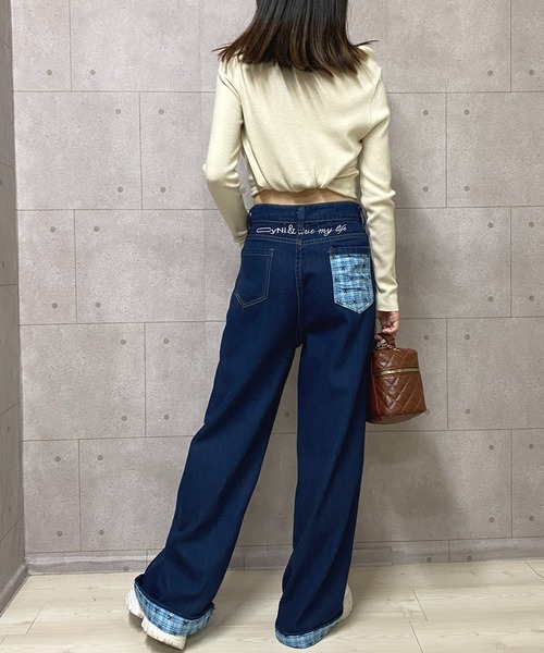 NANEA（ナネア）の「裾折り返しデニムワイドパンツ（デニムパンツ・レディース・ブルー・X-SMALL/SMALL/MEDIUM/LARGE）」の16枚目の写真