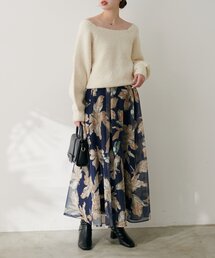 レディースのスカート（ブルー・ネイビー/青色系・花柄