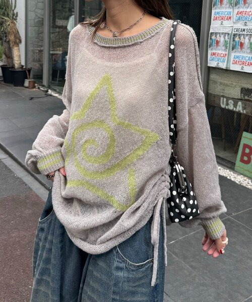 CIAOPANIC（チャオパニック）の「スターロゴシャーリングシアーニット（ニット/セーター・レディース・ブラウン/グレー/ブルー/アイボリー/イエロー/サックスブルー・ONE SIZE）」の12枚目の写真