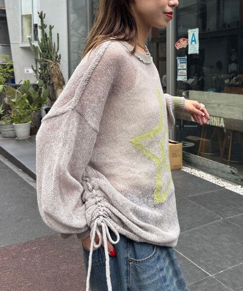 CIAOPANIC（チャオパニック）の「スターロゴシャーリングシアーニット（ニット/セーター・レディース・ブラウン/グレー/ブルー/アイボリー/イエロー/サックスブルー・ONE SIZE）」の15枚目の写真