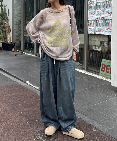 CIAOPANIC（チャオパニック）の「スターロゴシャーリングシアーニット（ニット/セーター・レディース・ブラウン/グレー/ブルー/アイボリー/イエロー/サックスブルー・ONE SIZE）」の16枚目の写真