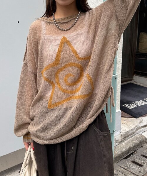 CIAOPANIC（チャオパニック）の「スターロゴシャーリングシアーニット（ニット/セーター・レディース・ブラウン/グレー/ブルー/アイボリー/イエロー/サックスブルー・ONE SIZE）」の20枚目の写真