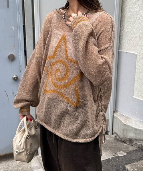 CIAOPANIC（チャオパニック）の「スターロゴシャーリングシアーニット（ニット/セーター・レディース・ブラウン/グレー/ブルー/アイボリー/イエロー/サックスブルー・ONE SIZE）」の21枚目の写真