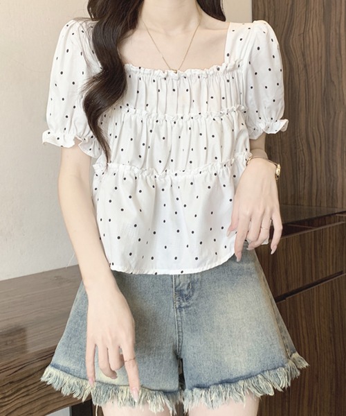セール】【ZOZO限定】ドットパフスリーブブラウス（シャツ/ブラウス