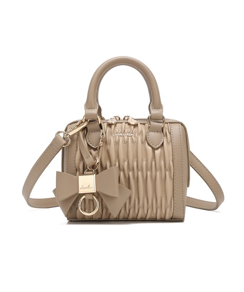 ダズリン（DazzliN’）/【dazzlin/ダズリン】リボンチャーム付 ギャザーシャーリングボストンバッグ セール】【dazzlin/ダズリン】リボンチャーム付 ギャザーシャーリング