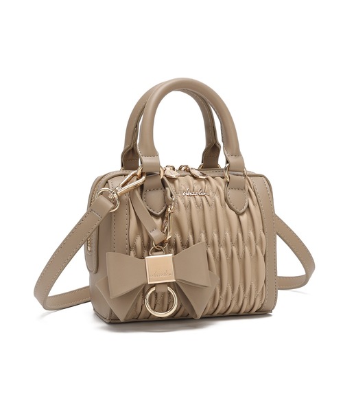 dazzlin（ダズリン）の「【dazzlin/ダズリン】リボンチャーム付 ギャザーシャーリングミニボストンバッグ（ボストンバッグ・レディース・ブラック/ベージュ/アイボリー・FREE）」の11枚目の写真