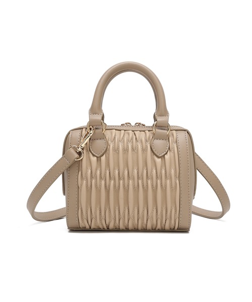 dazzlin（ダズリン）の「【dazzlin/ダズリン】リボンチャーム付 ギャザーシャーリングミニボストンバッグ（ボストンバッグ・レディース・ブラック/ベージュ/アイボリー・FREE）」の13枚目の写真