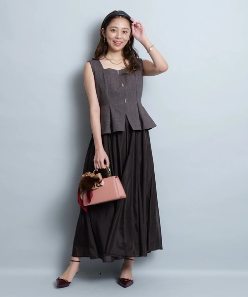 新品未使用タグ付き JUSGLITTY ドッキングジャンスカワンピース 茶 S 新品未使用タグ付き JUSGLITTY ドッキングジャンスカワンピース