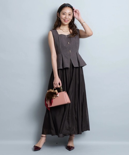 新品 ジャスグリッティー ドッキング ジャンスカ ワンピース 茶