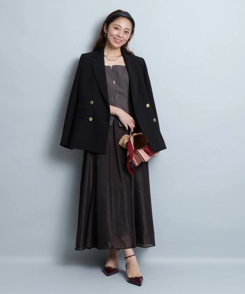 JUSGLITTY（ジャスグリッティー）の「ドッキングジャンスカワンピース（ワンピース・レディース・チャコールグレー/ブラック/ブラウン・2/1/0）」の14枚目の写真