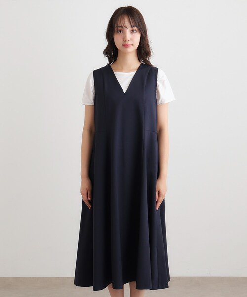 LAURA ASHLEY(ローラアシュレイ)の「【ツイルストレッチ/洗える】Vネックフレアジャンスカ(ワンピース・レディース・ブラウン系その他2/ネイビー・38)」の11枚目の写真