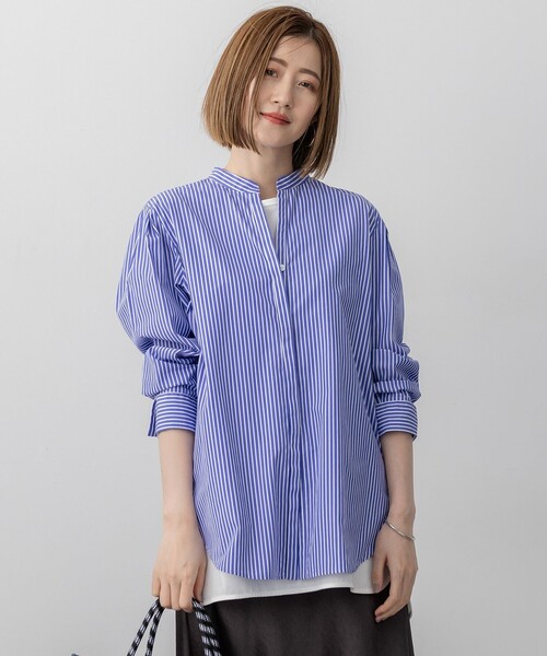 23区 L(ニジュウサンクオオキイサイズ)の「CANCLINI デザイン シャツ(シャツ/ブラウス・レディース・ブルー系1/ブラウン系1/ホワイト系・50/44/46/48)」の3枚目の写真