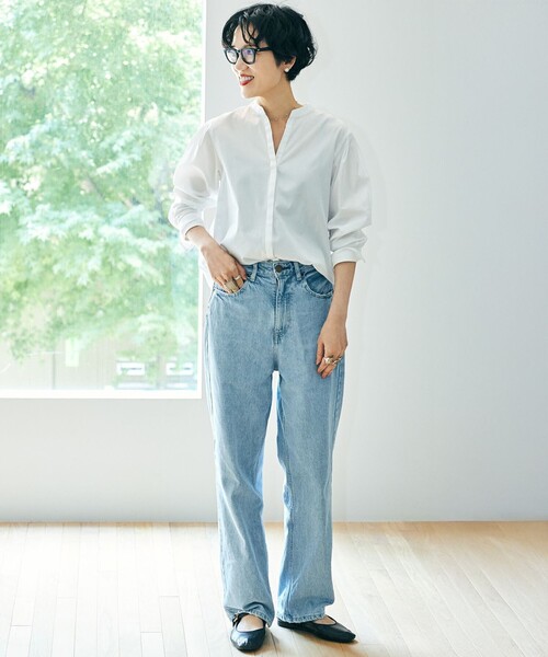 23区 L(ニジュウサンクオオキイサイズ)の「CANCLINI デザイン シャツ(シャツ/ブラウス・レディース・ブルー系1/ブラウン系1/ホワイト系・50/44/46/48)」の5枚目の写真