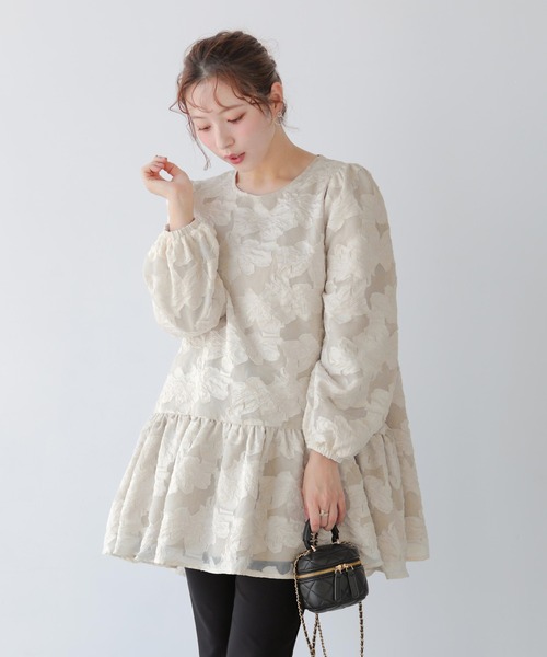 セール】ジャガードパフスリーブチュニック（その他トップス）｜Fit