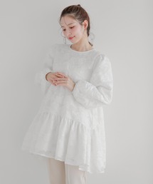 クリンクルシアーオーガンジーボリュームスリーブトップス（その他