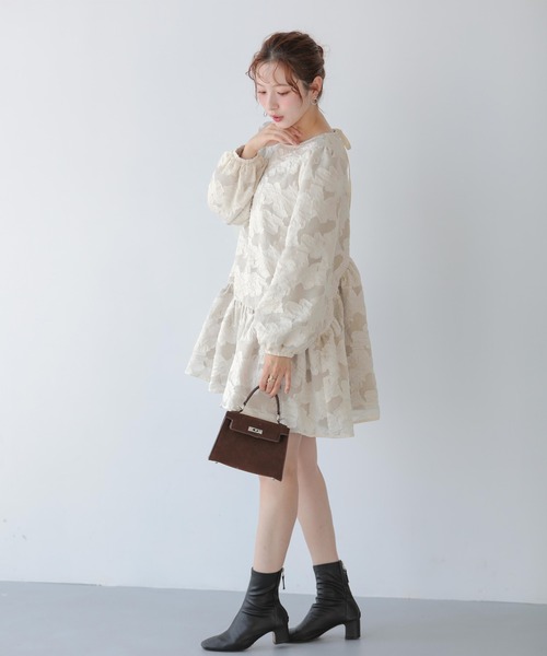 【新品】フィットモア　ジャガードパフスリーブチュニック セール】ジャガードパフスリーブチュニック（その他トップス）｜Fit