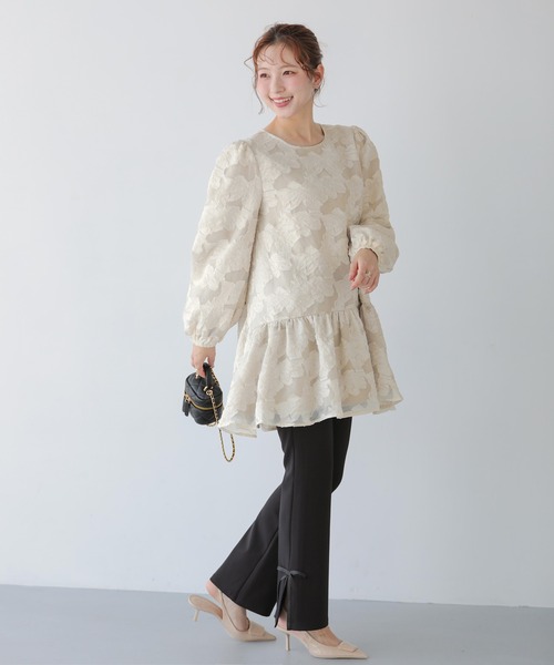 ジャガードパフスリーブチュニック（その他トップス）｜Fit more
