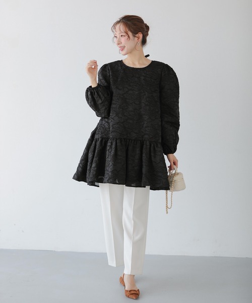 ジャガードパフスリーブチュニック（その他トップス）｜Fit more