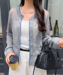 透かしモヘアタッチニットカーディガン