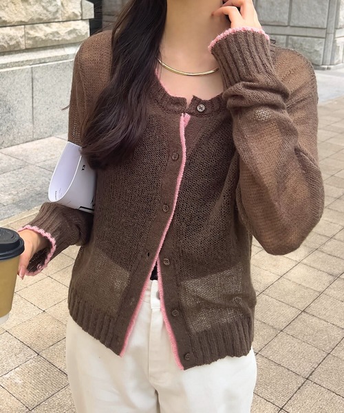 KOBE LETTUCE(コウベレタス)の「透かしモヘアタッチニットカーディガン(カーディガン/ボレロ・レディース・ブラウン/チャコール/アイボリー/グレー・M)」の20枚目の写真