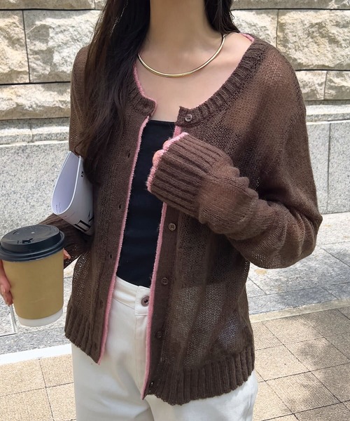 KOBE LETTUCE(コウベレタス)の「透かしモヘアタッチニットカーディガン(カーディガン/ボレロ・レディース・ブラウン/チャコール/アイボリー/グレー・M)」の22枚目の写真