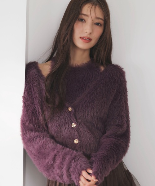 NOELA（ノエラ）の「シャギーアンサンブル（カーディガン/ボレロ・レディース・オフホワイト/パープル/ベージュ・フリー）」の3枚目の写真