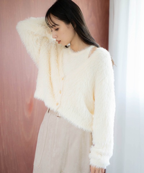 NOELA（ノエラ）の「シャギーアンサンブル（カーディガン/ボレロ・レディース・オフホワイト/パープル/ベージュ・フリー）」の7枚目の写真