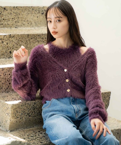 NOELA（ノエラ）の「シャギーアンサンブル（カーディガン/ボレロ・レディース・オフホワイト/パープル/ベージュ・フリー）」の16枚目の写真