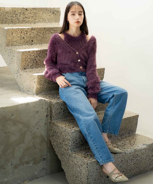 NOELA（ノエラ）の「シャギーアンサンブル（カーディガン/ボレロ・レディース・オフホワイト/パープル/ベージュ・フリー）」の19枚目の写真