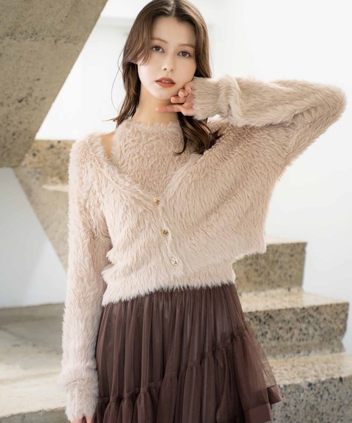 NOELA（ノエラ）の「シャギーアンサンブル（カーディガン/ボレロ・レディース・オフホワイト/パープル/ベージュ・フリー）」の20枚目の写真