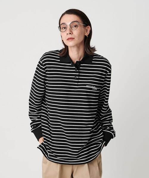 BEAUTY&YOUTH UNITED ARROWS(ビューティーアンドユースユナイテッドアローズ)の「<MOONSUN>ボーダー ロングスリーブポロシャツ(ポロシャツ・レディース・ピンク/ブラック・M)」の1枚目の写真