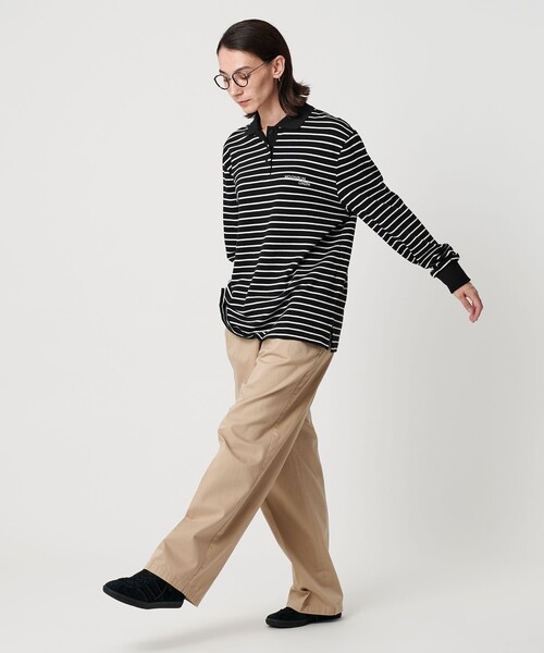 セール】＜MOONSUN＞ボーダー ロングスリーブポロシャツ（ポロシャツ