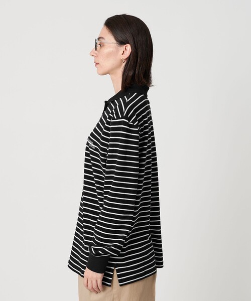 セール】＜MOONSUN＞ボーダー ロングスリーブポロシャツ（ポロシャツ