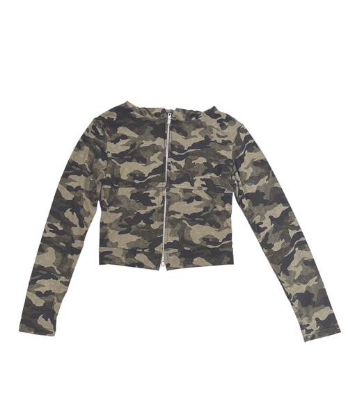 VIBGYOR(ヴィブジョー)の「カモフラ柄フィットフードトップス/Y2K韓国ストリート ショート(CZ)(パーカー・レディース・カモフラージュ・MEDIUM/LARGE)」の6枚目の写真