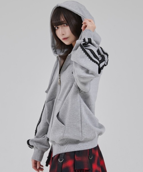 OY（オーワイ）の「『OY/オーワイ』LACE DOLLY HOODIE ZIP UP/レースオードリージップアップパーカー（パーカー・レディース・ブラック/グレー・M/L）」の14枚目の写真