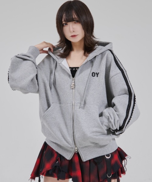 OY（オーワイ）の「『OY/オーワイ』LACE DOLLY HOODIE ZIP UP/レースオードリージップアップパーカー（パーカー・レディース・ブラック/グレー・M/L）」の10枚目の写真