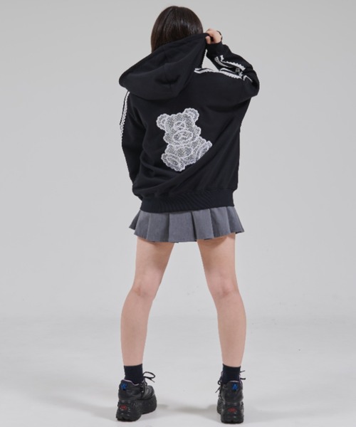 OY（オーワイ）の「『OY/オーワイ』LACE DOLLY HOODIE ZIP UP/レースオードリージップアップパーカー（パーカー・レディース・ブラック/グレー・M/L）」の9枚目の写真
