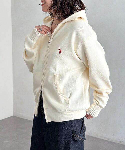 U.S. POLO ASSN.（ユーエスポロアッスン）の「スウェットライクニットジップパーカー（ニット/セーター・メンズ・ネイビー/アイボリー/グレー/ブラウン/レッド/グリーン/ダークブルー・MEDIUM/LARGE）」の14枚目の写真