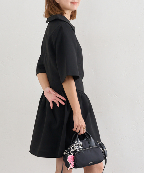 U by SPICK&SPAN（ユーバイスピックアンドスパン）の「GANNI/ガニー Bonded Crepe Mini Dress（ワンピース・レディース・ブラック・SMALL）」の3枚目の写真