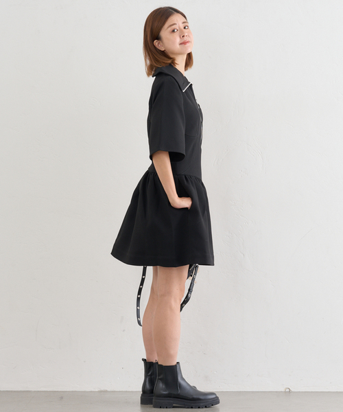 U by SPICK&SPAN（ユーバイスピックアンドスパン）の「GANNI/ガニー Bonded Crepe Mini Dress（ワンピース・レディース・ブラック・SMALL）」の7枚目の写真