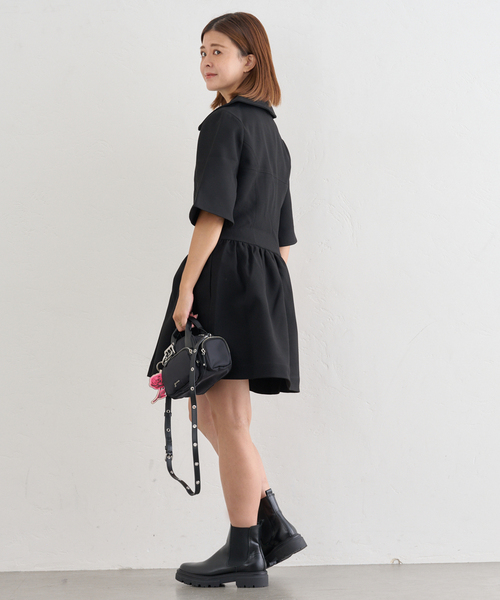 U by SPICK&SPAN（ユーバイスピックアンドスパン）の「GANNI/ガニー Bonded Crepe Mini Dress（ワンピース・レディース・ブラック・SMALL）」の8枚目の写真