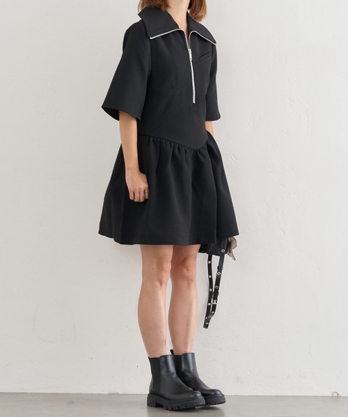 U by SPICK&SPAN（ユーバイスピックアンドスパン）の「GANNI/ガニー Bonded Crepe Mini Dress（ワンピース・レディース・ブラック・SMALL）」の9枚目の写真