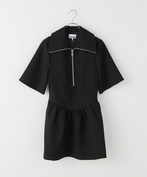 U by SPICK&SPAN（ユーバイスピックアンドスパン）の「GANNI/ガニー Bonded Crepe Mini Dress（ワンピース・レディース・ブラック・SMALL）」の10枚目の写真