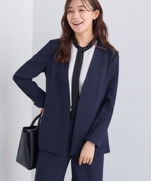 INDIVI ネイビー パンツスーツ XS 定番スーツ／良質ウール】ストレートパンツ（パンツ(単品